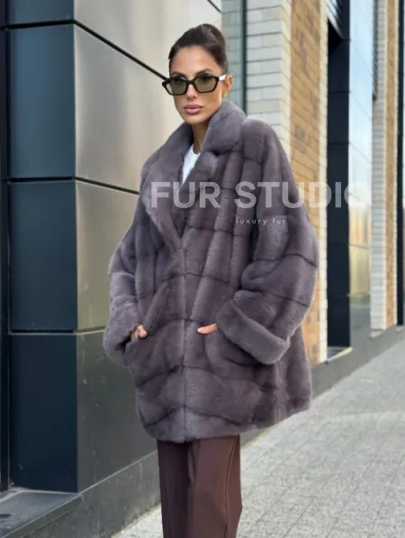 Шуба норковая - жакет лаванда - фото 6