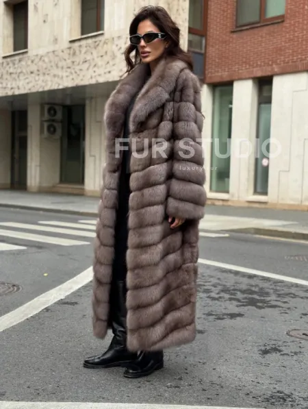 Шуба из меха куницы в цвете Truffle - фото 7