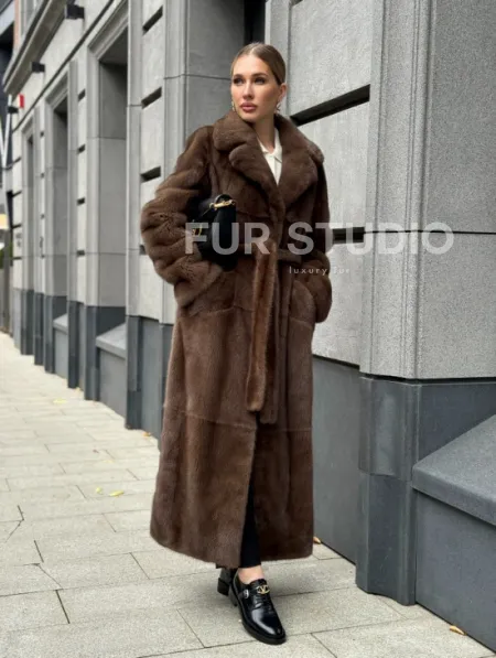 Норковая шуба - цвет соболь - фото 14