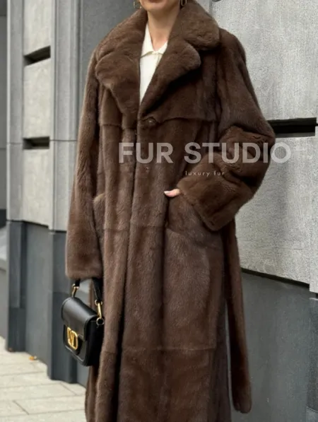 Норковая шуба - цвет соболь - фото 1