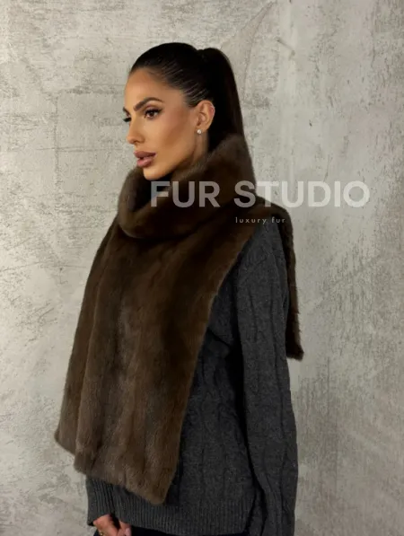 Манишка норковая - цвет соболь - фото 10