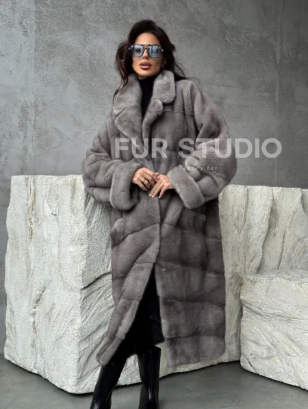 Серая норковая шуба oversize - фото 13