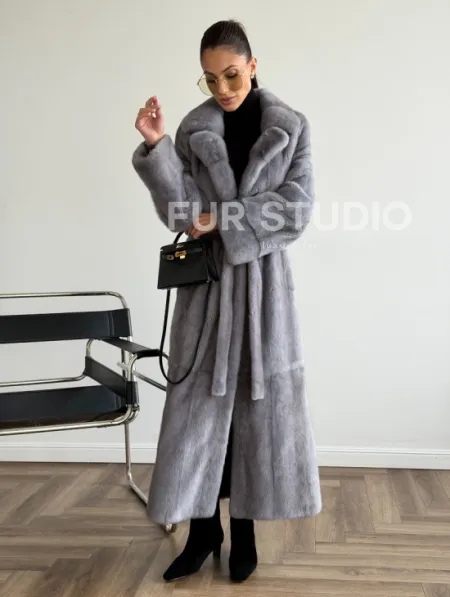 Голубая норковая шуба - фото 7