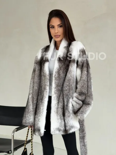 Белая шуба из норки крестовки - фото 5