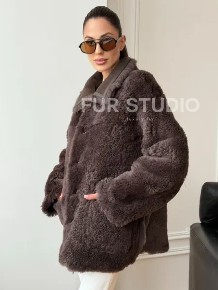 Двухсторонняя дубленка - мех тиградо - фото 9