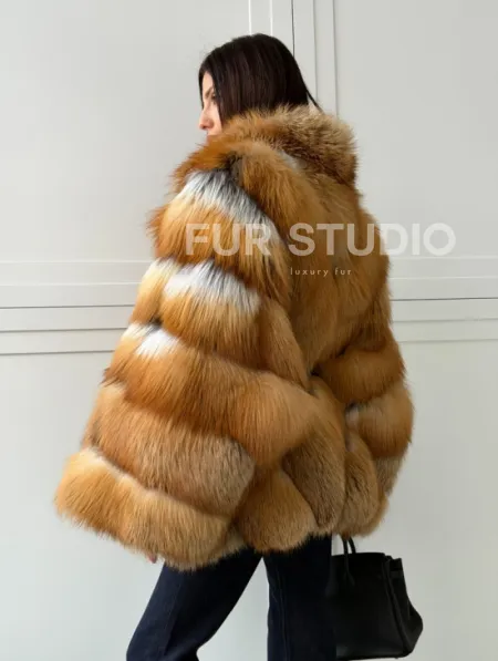 Шуба из лисы огневки - оверсайз - фото 11