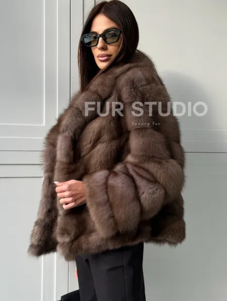 Куртка из куницы - воротник шаль - фото 6