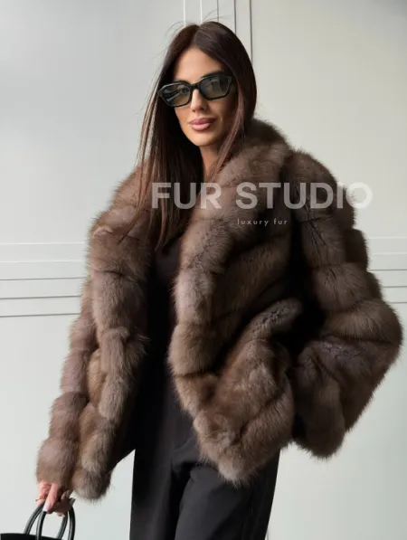 Куртка из куницы - воротник шаль - фото 0