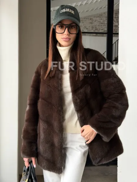 Женский норковый полушубок - фото 8