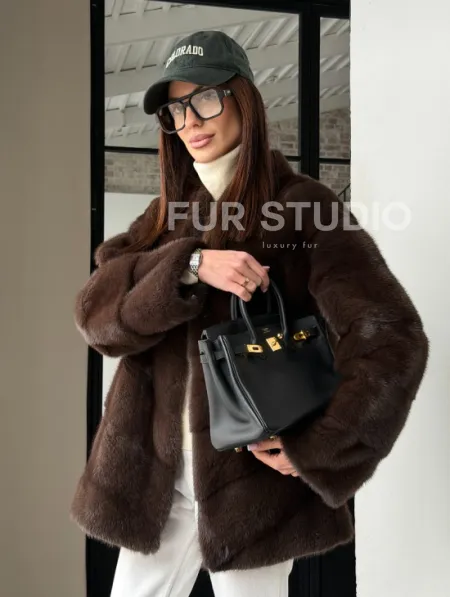 Женский норковый полушубок - фото 13