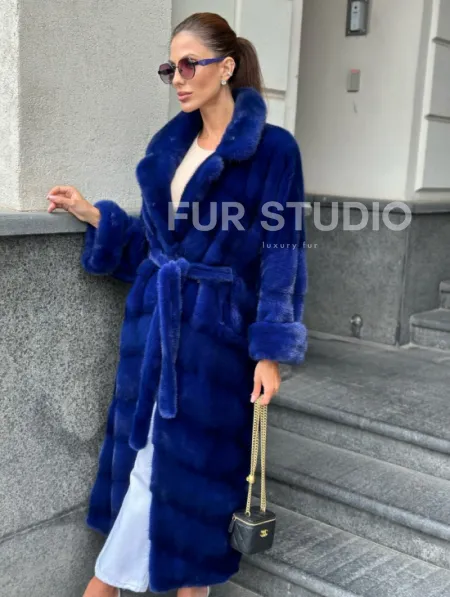 Норковая шуба - цвет электрик - фото 0