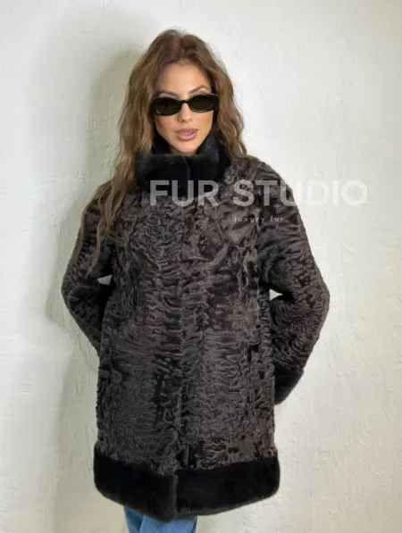 Каракульча стойка воротник отделка норка - фото 4