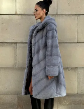 Шуба midi из меха норки с капюшоном, рукава трансформер - фото 6