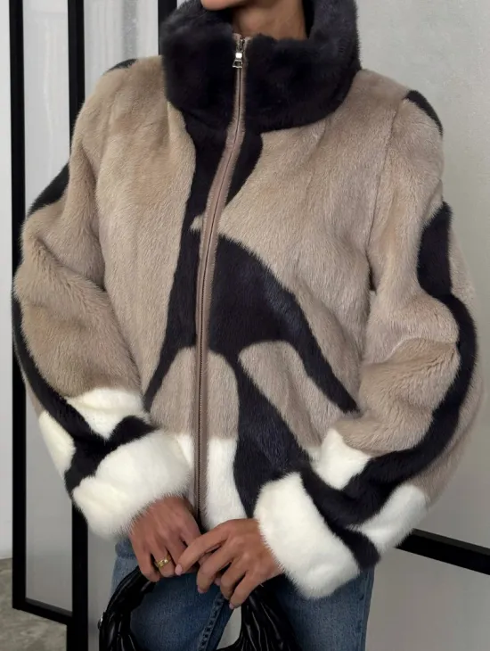 Норковая шуба - бомбер на молнии - фото 3