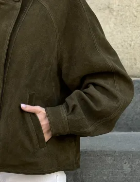 Женский замшевый блейзер - стойка воротник - фото 3