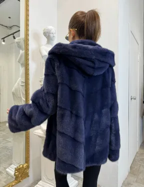 Короткая шуба из импортной норки с капюшоном - фото 5