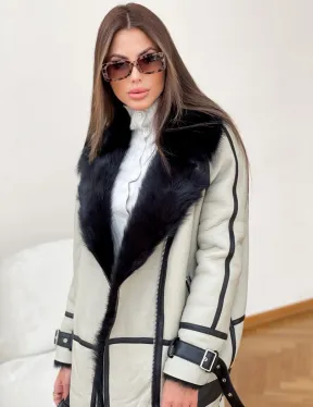 Дубленка на мехе тосканы в цвете Grey - фото 0