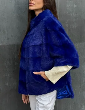 Синяя норковая кофта на молнии - фото 1