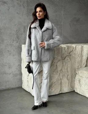 Голубая норковая шуба - фото 10