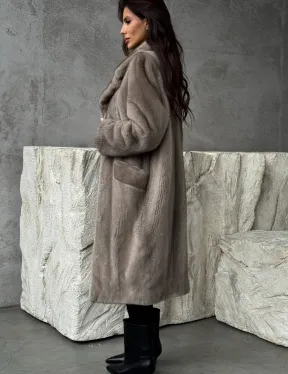 Норковая шуба в сером цвете 