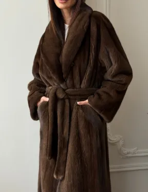 Норковое пальто - воротник шаль - фото 2