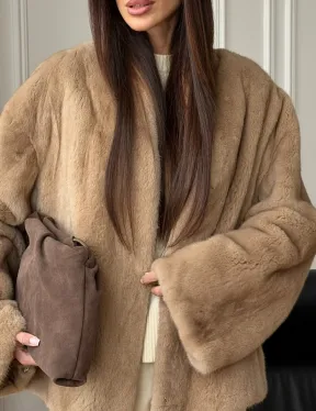 Норковый жакет (бежевый) - фото 1