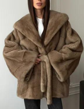 Норковая шуба пастель с капюшоном - фото 6