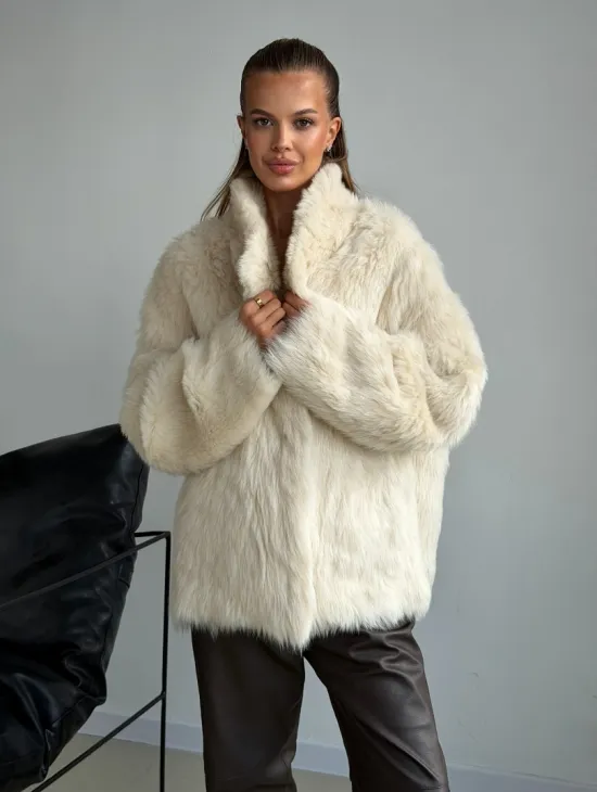 Двухсторонняя дубленка из меха тосканы - фото 12
