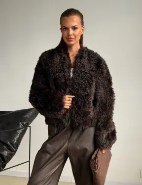 Дубленка кроп-топ из овчины калган - фото 6