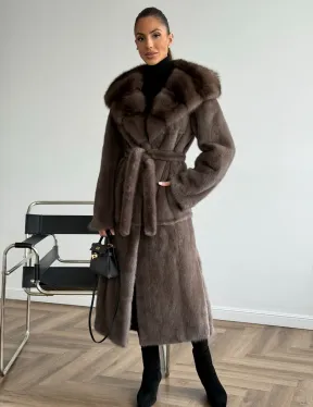 Шуба норковая длинная с капюшоном - фото 0