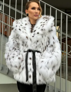 Шуба из лисьего меха под рысь с капюшоном - фото 5