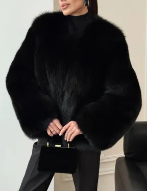 Черная короткая шуба из песца - фото 3