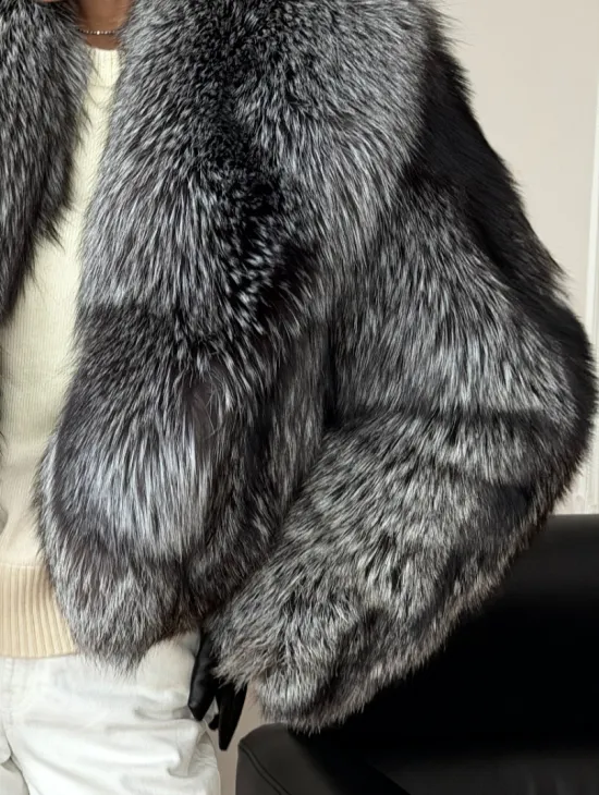 Кроп-шуба из чернобурой лисы - фото 2