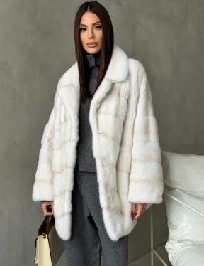 Полушубок норковый в цвете паломино - фото 0