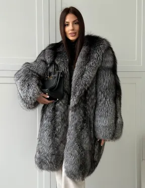 Шикарная шуба из чернобурки - фото 7