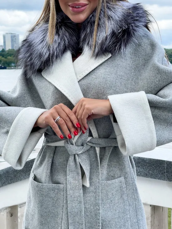 Пальто из шерсти альпаки с воротником блюфрост - фото 1