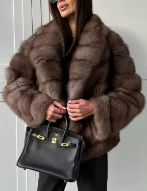 Куртка из куницы - воротник шаль - фото 4
