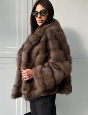 Куртка из куницы - воротник шаль - фото 6