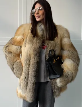 Полушубок из лисы - рукава косички - фото 5
