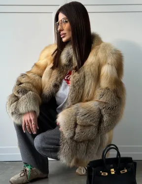 Полушубок из лисы - рукава косички - фото 12