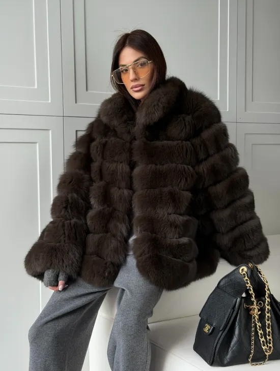 Шуба из натурального песца под соболь - фото 14