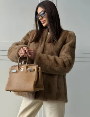 Женский норковый полушубок пастель - фото 8