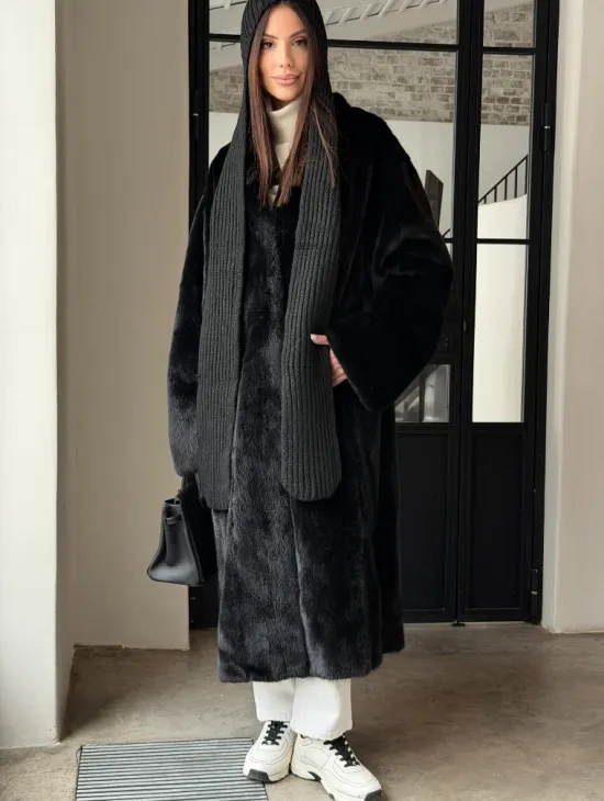 Шуба норка Blackglama V-образный ворот - фото 8