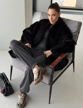 Модный норковый жакет «тренд 2026» Dark Espresso - фото 0