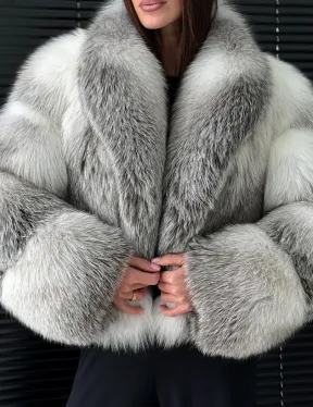 Шуба из меха арктической лисы - белая - фото 2