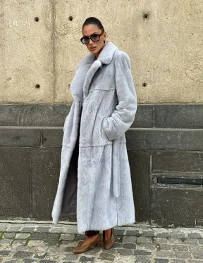 Голубая шуба из плюшевой норки “Velvet” - фото 14