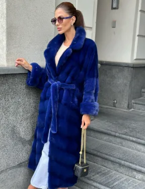 Норковая шуба - цвет электрик - фото 0