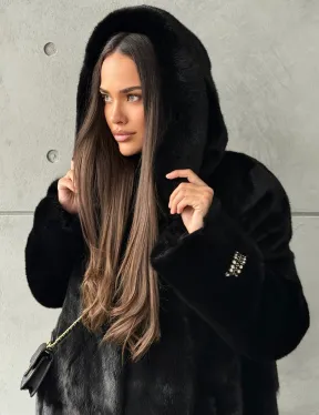 Шуба из норки Blackglama с капюшоном - фото 7