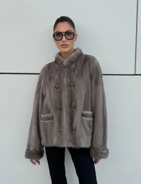 Жакет норковый в цвете сапфир - фото 8