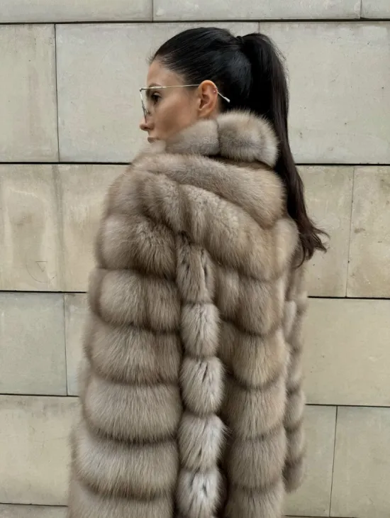 Шуба из куницы женская - цвет тор-тор - фото 4